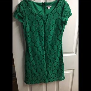 Green Lace Shift Dress S